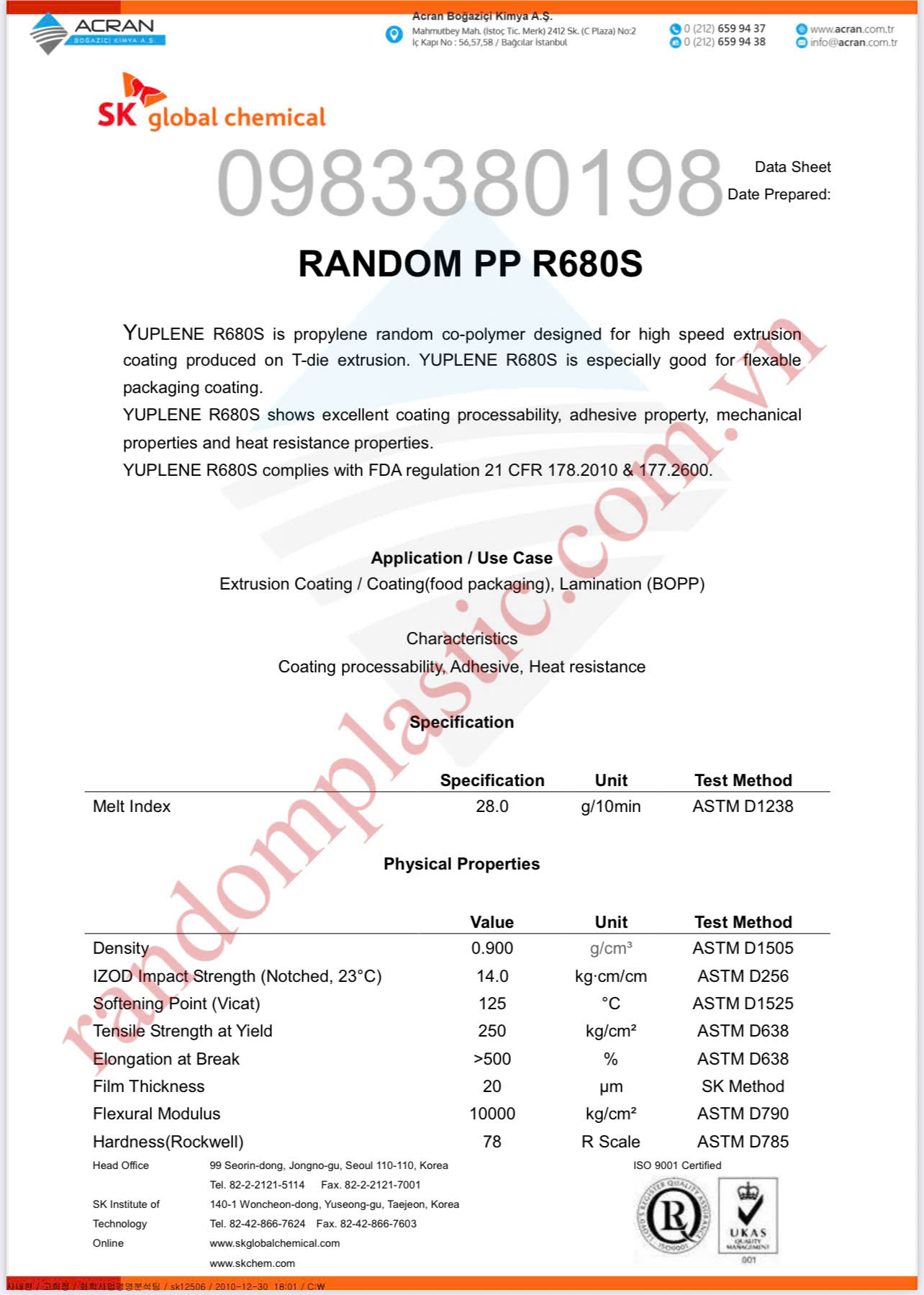 Hạt nhựa nguyên sinh PP R680S