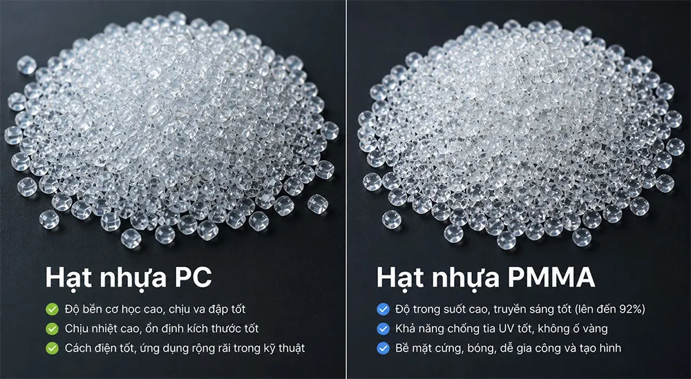 Hạt nhựa PC, hạt nhựa PMMA: Khác gì nhau? Nên chọn loại nào?