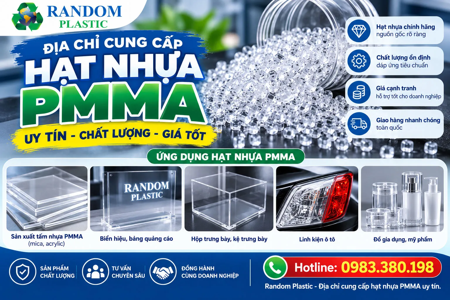 Random Plastic - Địa chỉ cung cấp hạt nhựa PMMA uy tín.