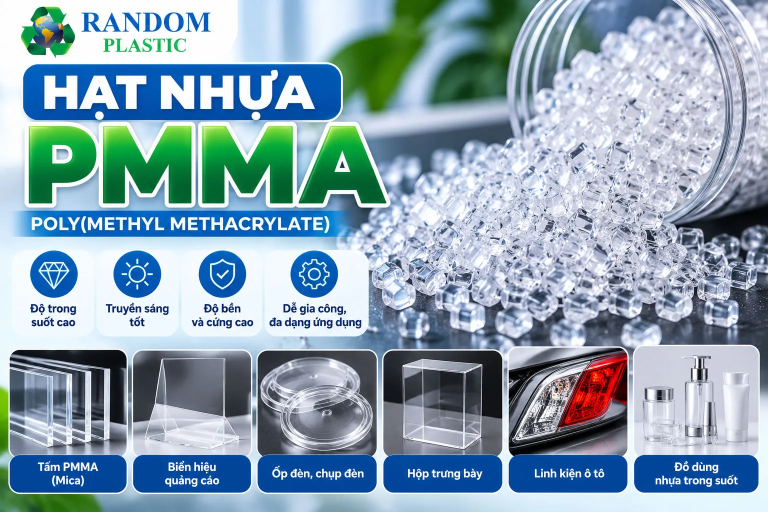 Htaj nhựa PMMA có khối lượng nhẹ hơn và dễ gia công.