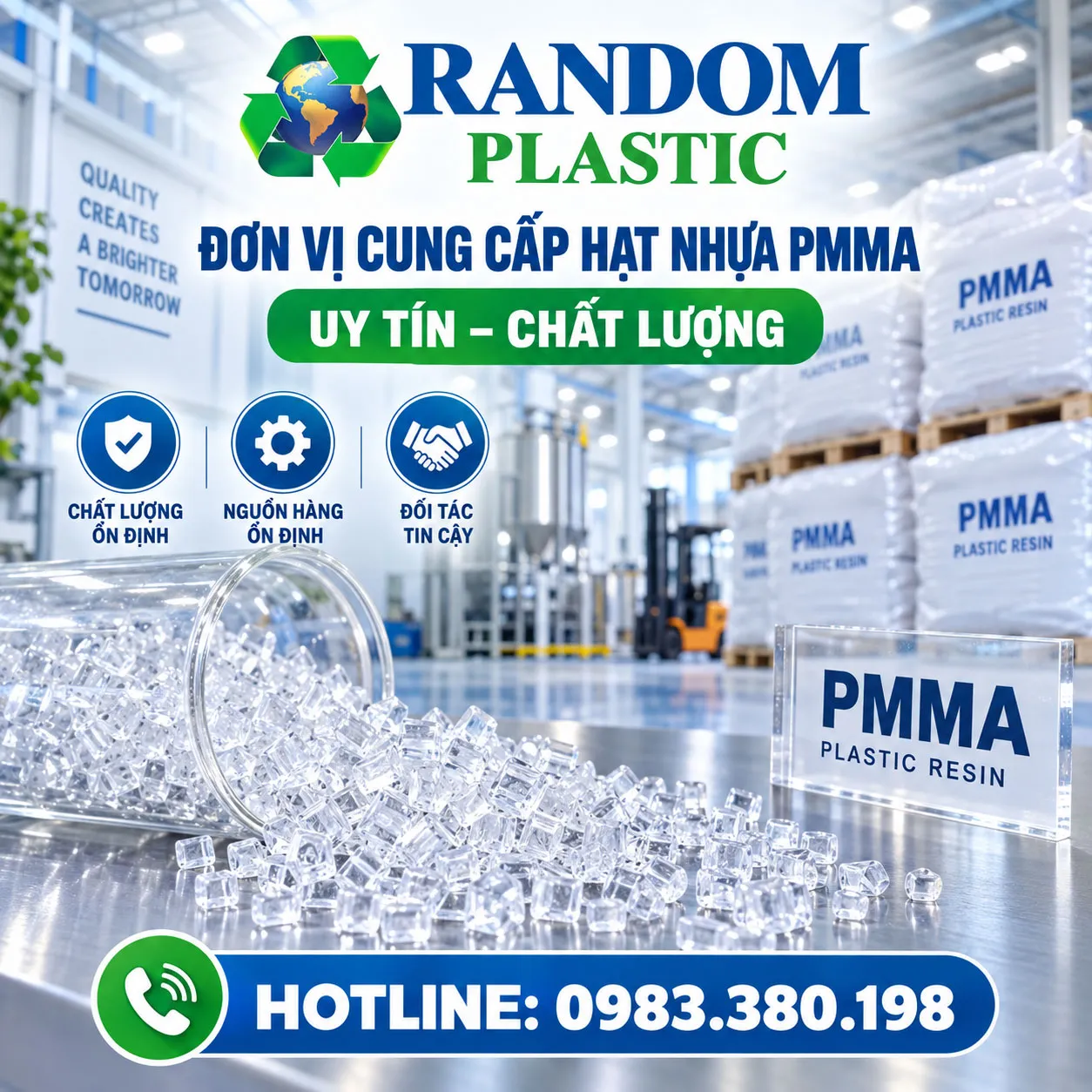 Random Plastic – Đơn vị cung cấp hạt nhựa PMMA chất lượng, uy tín.