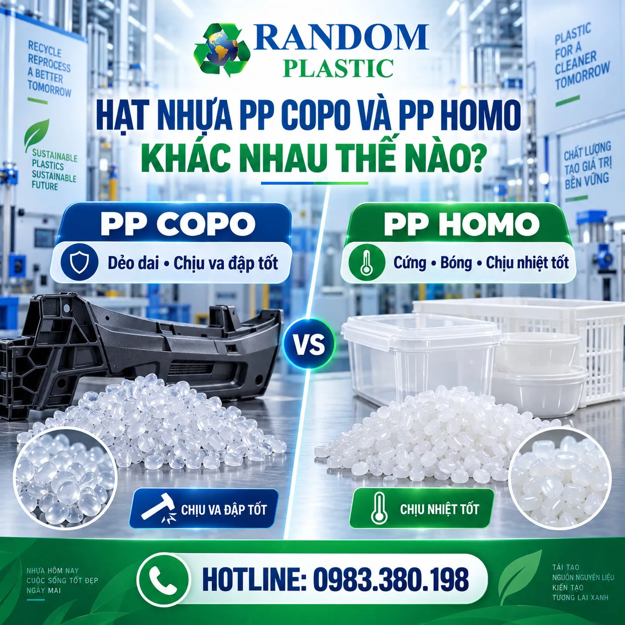 Hạt nhựa PP Copo và PP Homo khác nhau thế nào?