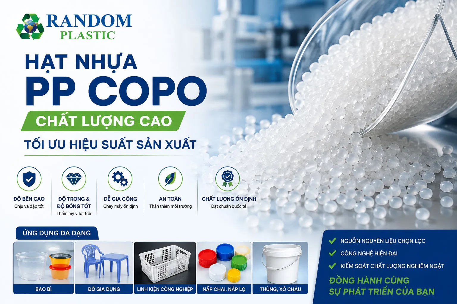 Hạt nhựa PP Copo chất lượng cao - Tối ưu hiệu suất sản xuất.