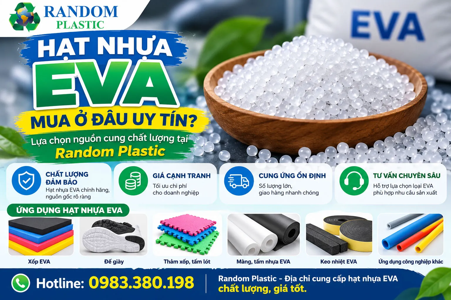 Random Plastic - Địa chỉ cung cấp hạt nhựa EVA chất lượng, giá tốt.