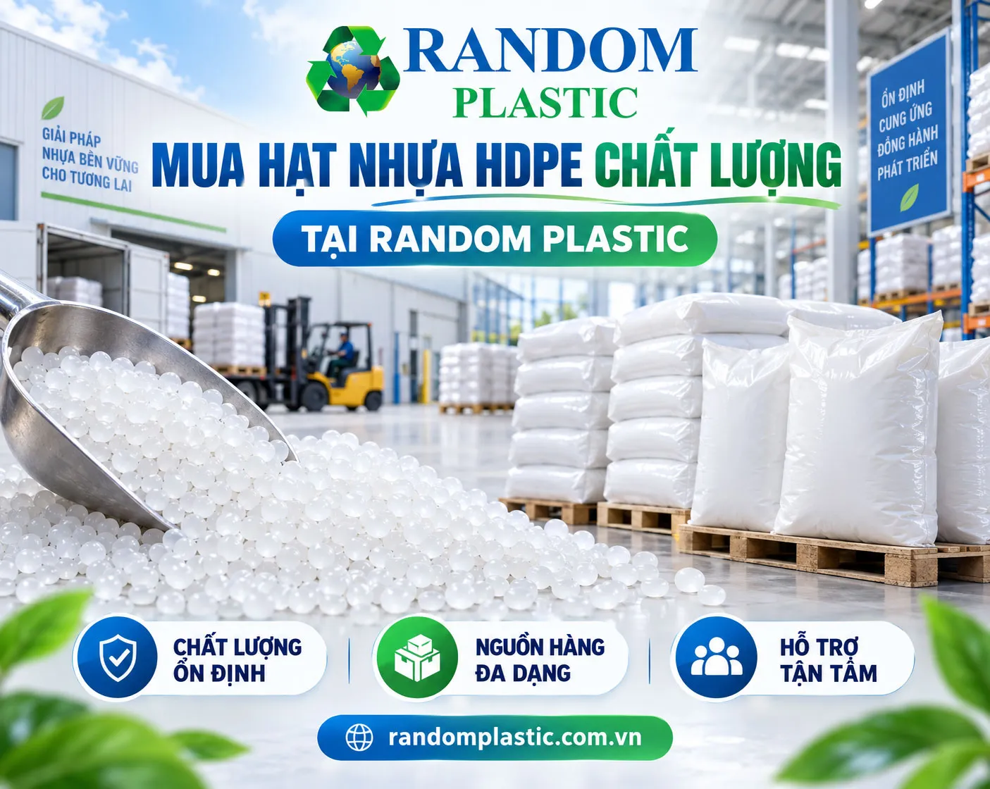 Random Plastic cung cấp hạt nhựa HDPE phù hợp với nhu cầu sản xuất của doanh nghiệp.