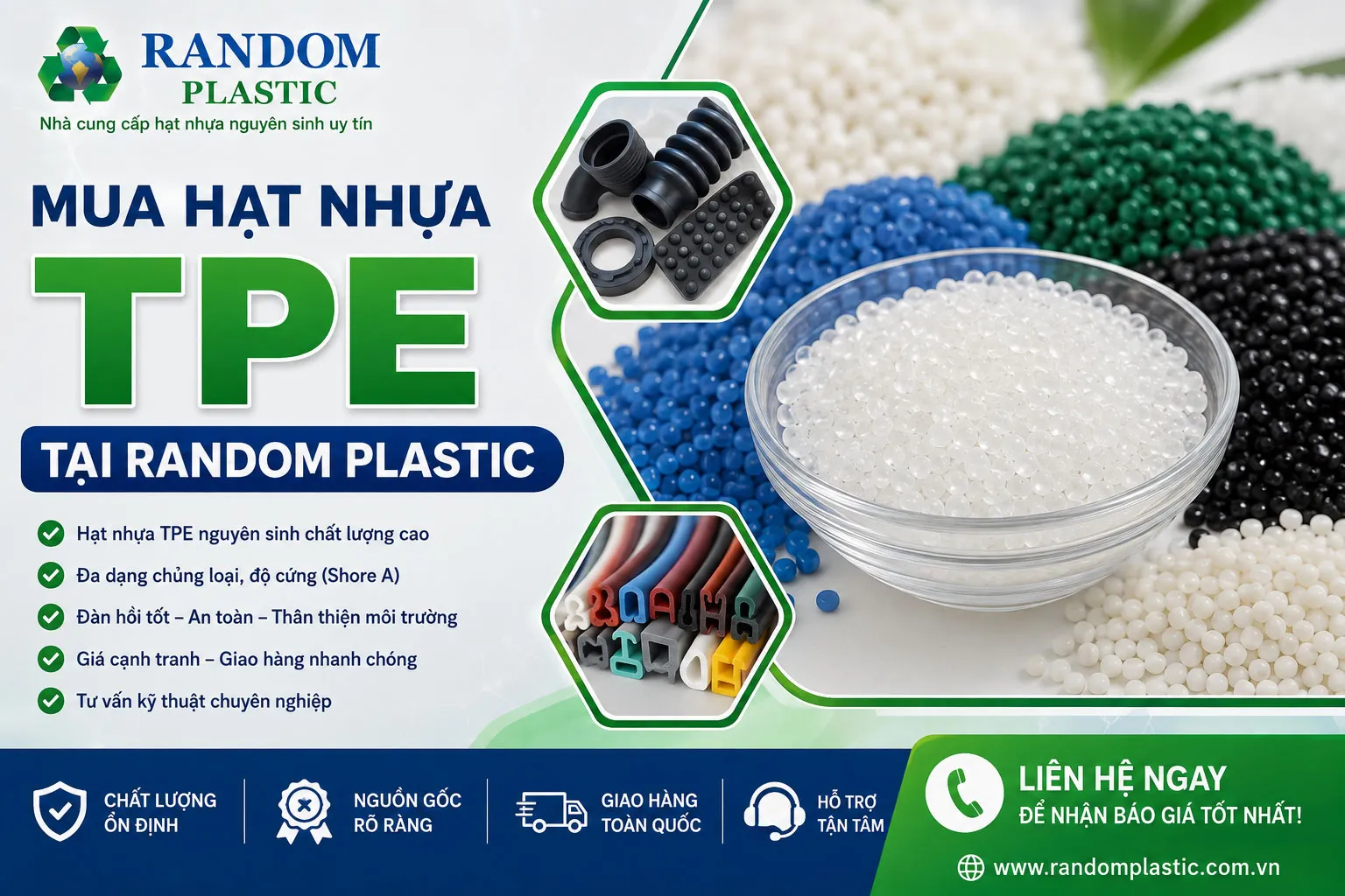 Random Plastic sẽ tư vấn giúp quý khách lựa chọn được hạt nhựa TPE phù hợp nhất.