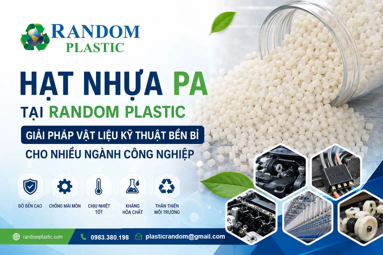 Hạt nhựa PA tại Random Plastic - Giải pháp vật liệu kỹ thuật bền bỉ cho nhiều ngành công nghiệp