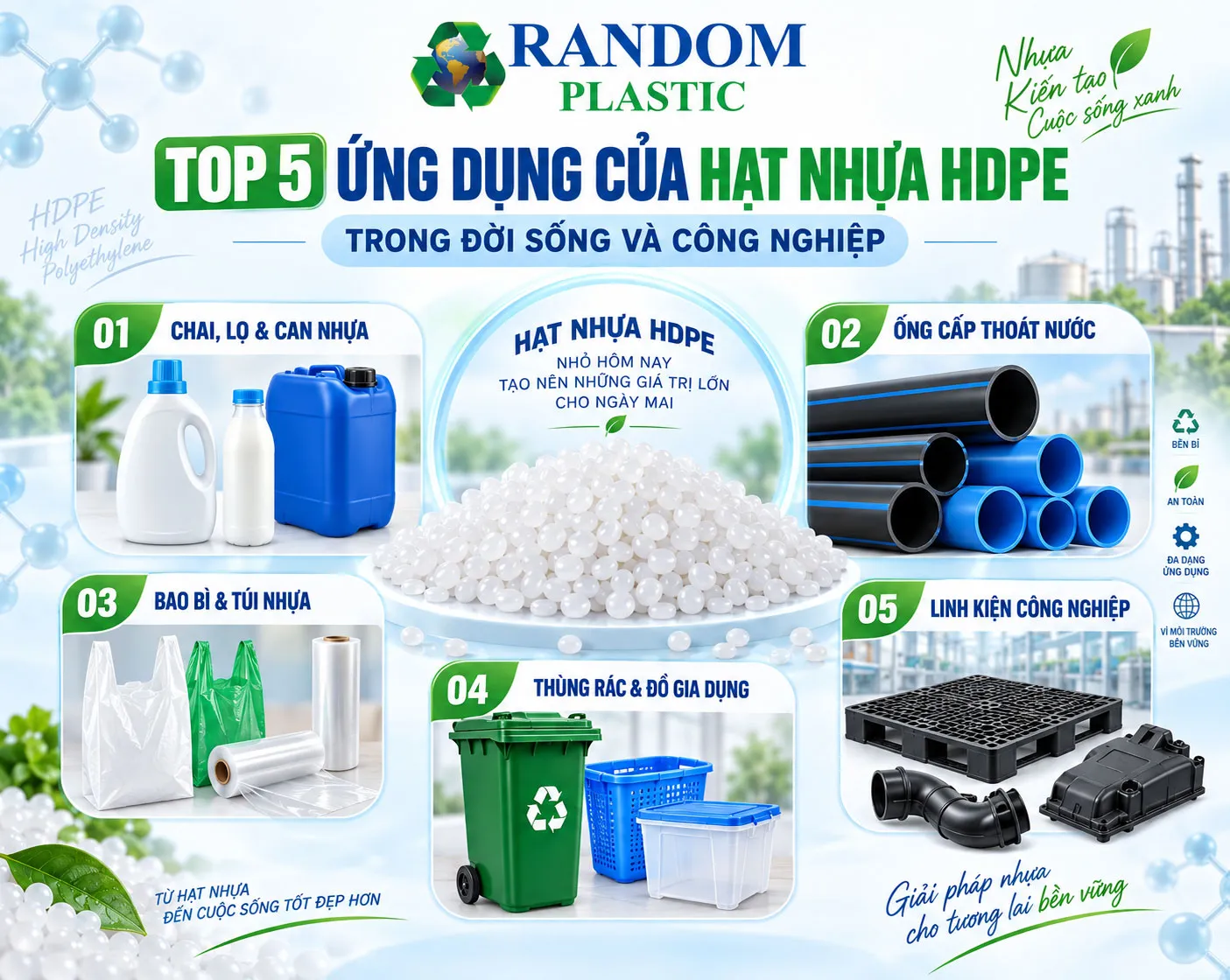 Top 5 ứng dụng của hạt nhựa hdpe trong đời sống và công nghiệp.