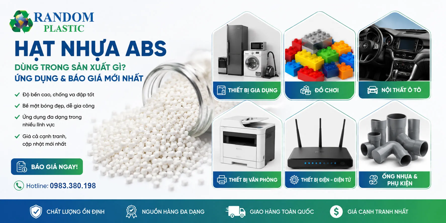 Hạt nhựa ABS có ứng dựng đa dạng.