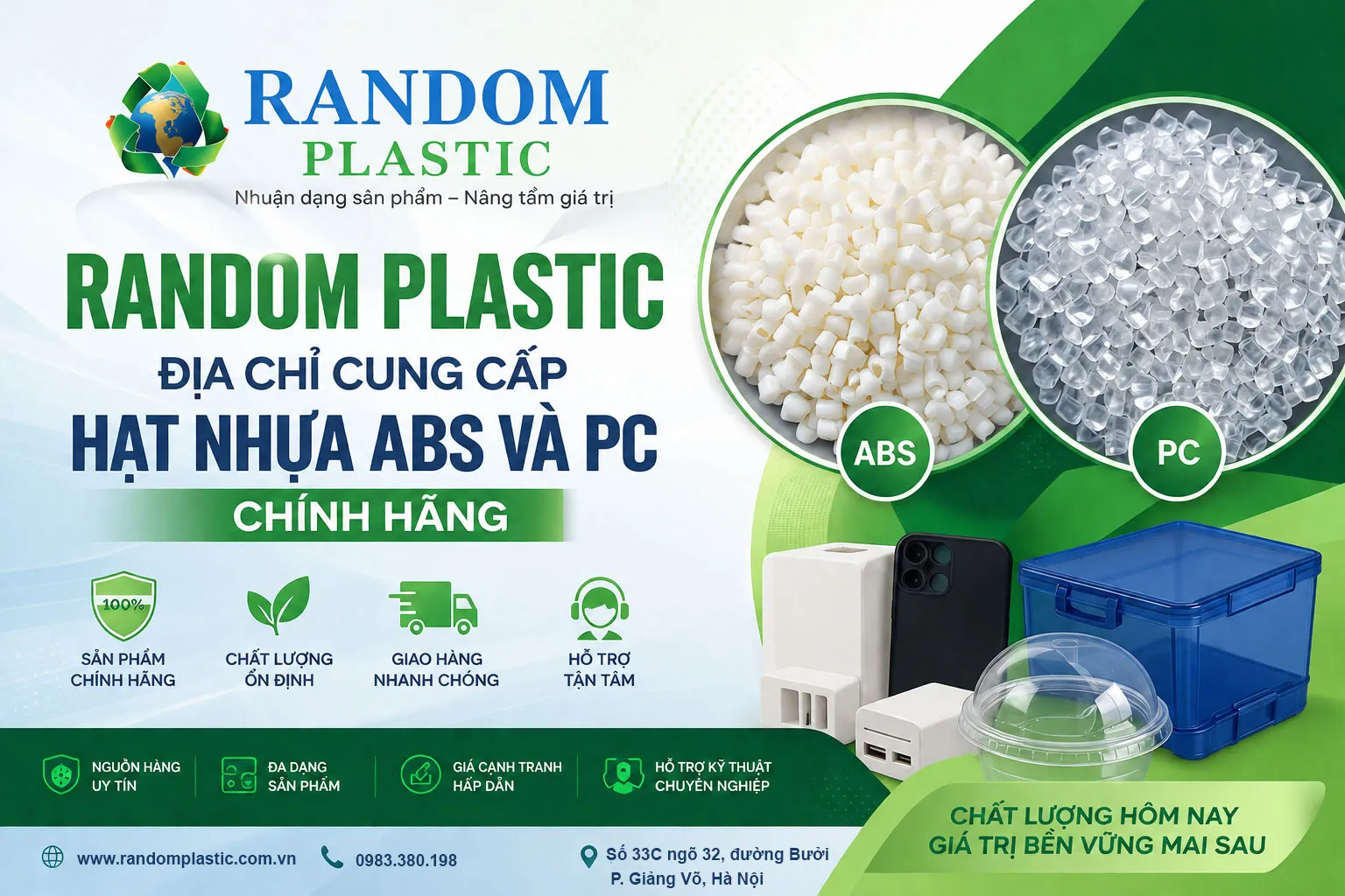 Random Plastic - Cung cấp hạt nhựa ABS và hạt nhựa PC chính hãng.