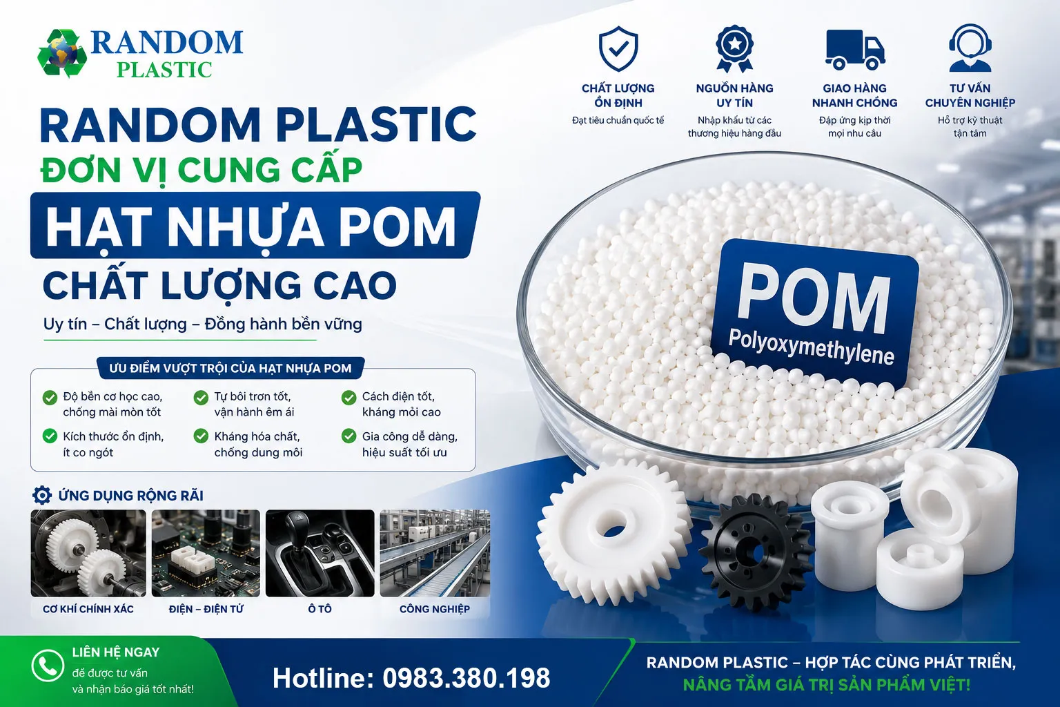 Random Plastic cung cấp sản phẩm chính hãng đáp ứng mọi yêu cầu sản xuất.