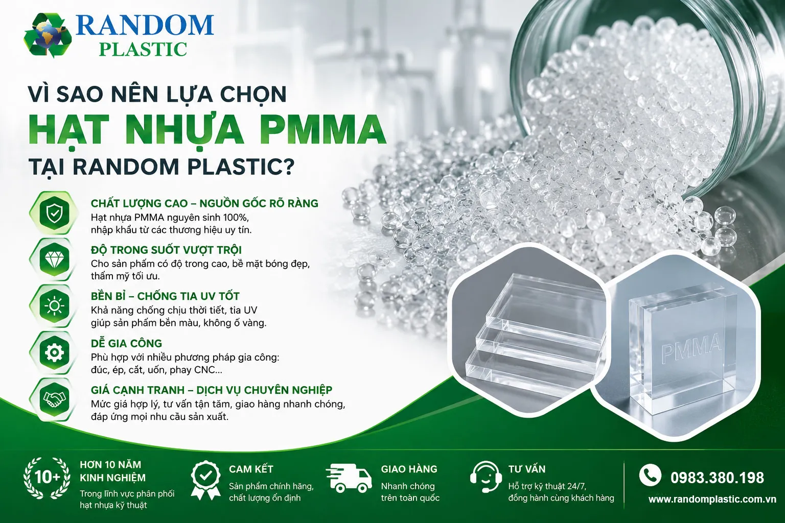 Random Plastic chuyên cung cấp các dòng hạt nhựa nguyên sinh và nhựa kỹ thuật chất lượng cao.
