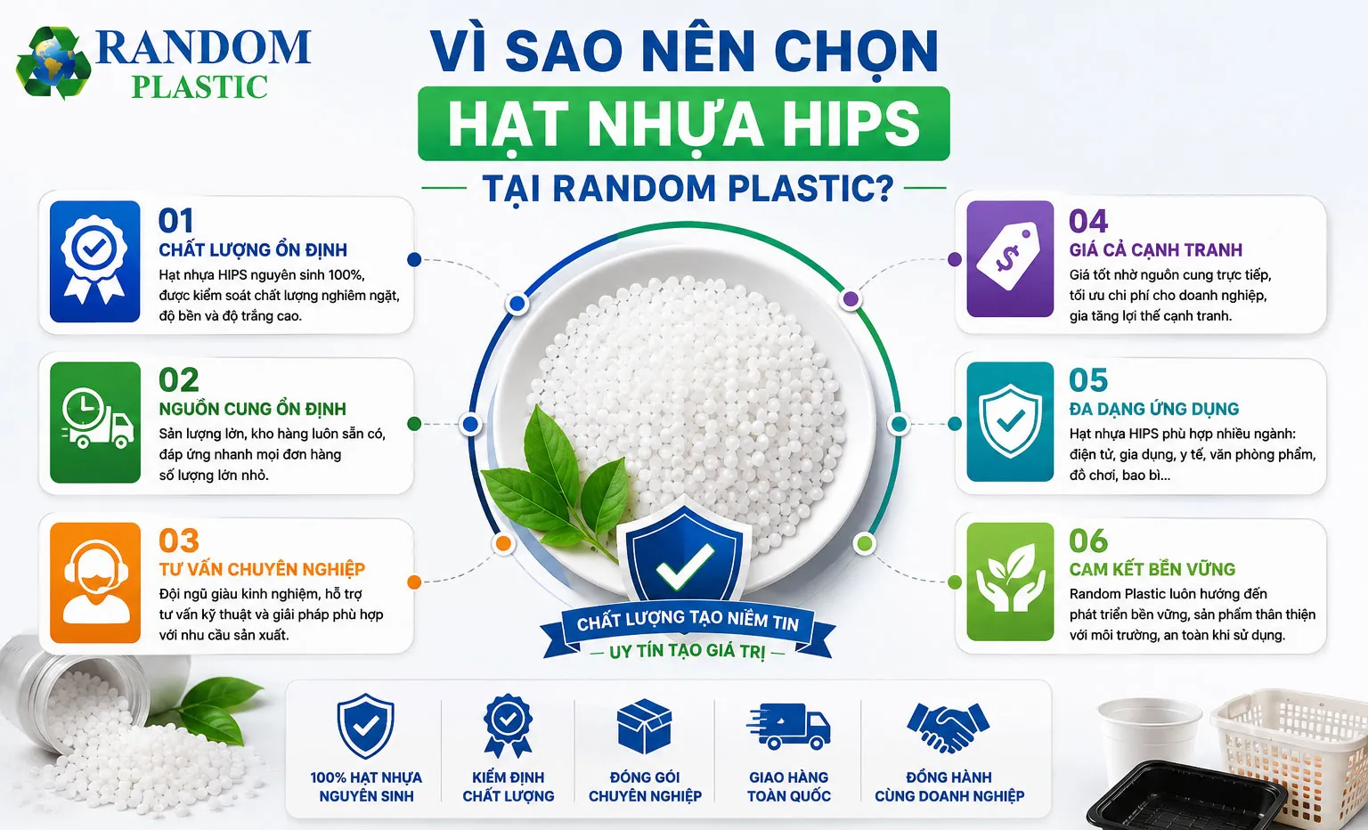 Random Plastic chuyên cung cấp các dòng hạt nhựa nguyên sinh và nhựa kỹ thuật chất lượng cao.