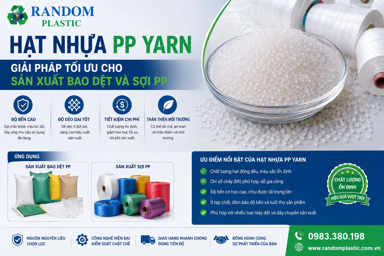 Hạt nhựa PP Yarn: Giải pháp tối ưu cho sản xuất bao dệt và sợi PP