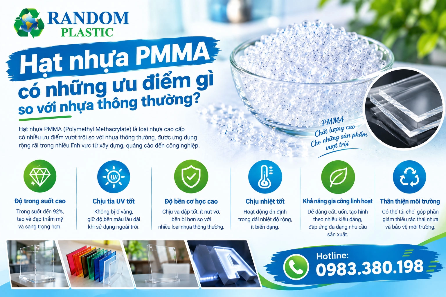 Hạt nhựa PMMA có những ưu điểm gì so với nhựa thông thường?