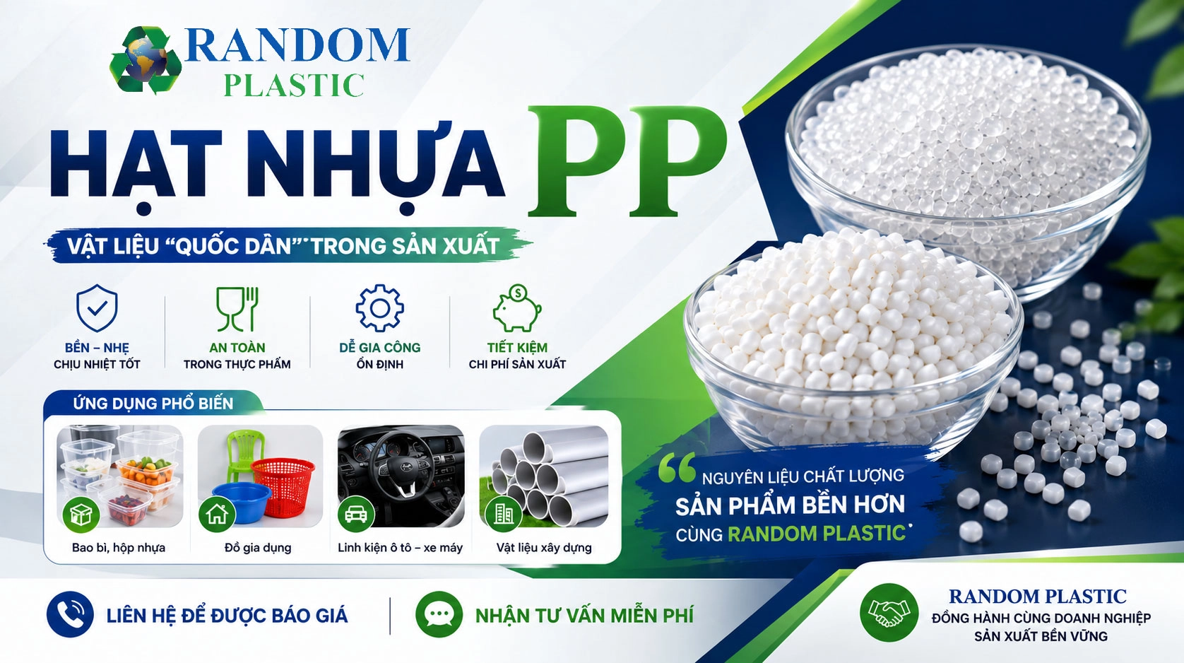 Hạt nhựa PP - Ứng dụng thực tế trong đời sống