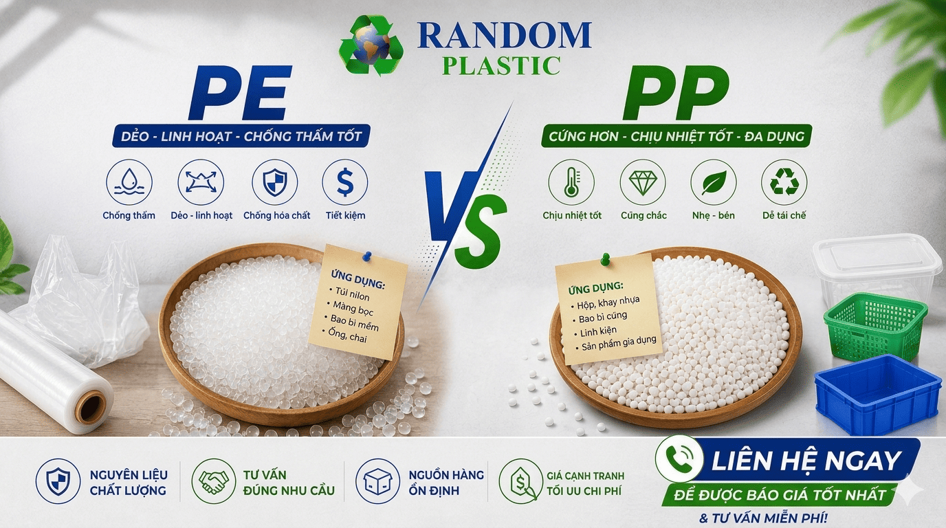 Hạt nhựa PE, hạt nhựa PP: Loại nào tốt hơn cho sản xuất?