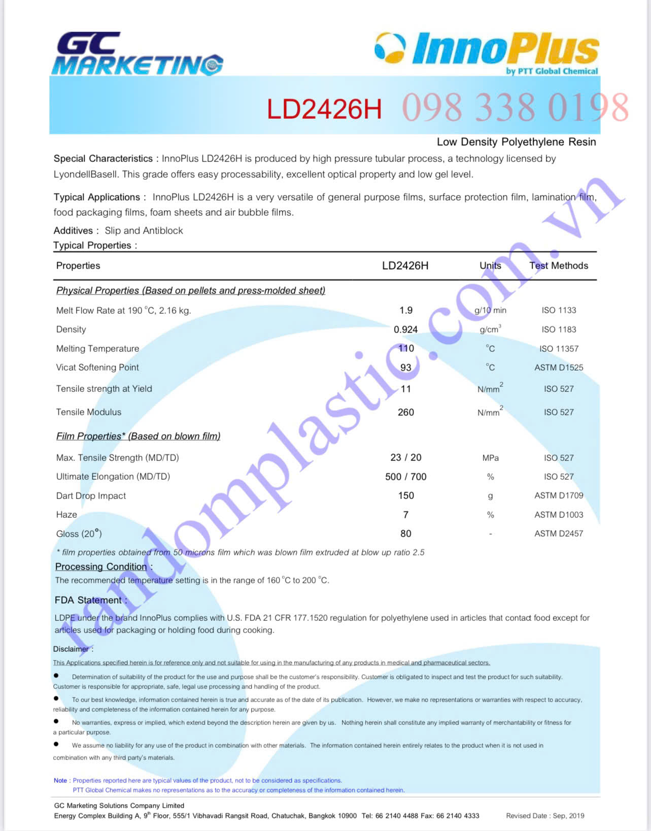 HẠT NHỰA NGUYÊN SINH LDPE 2426H