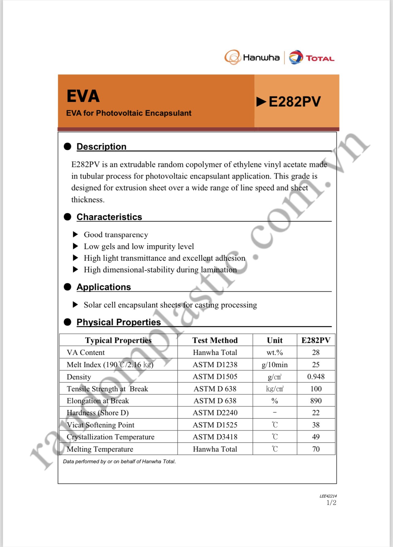 Hạt nhựa EVA E282PV