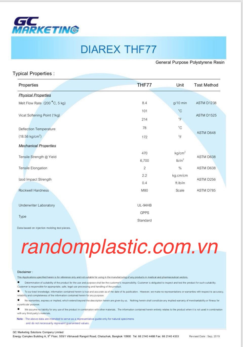 Hạt nhựa nguyên sinh GPPS THF77