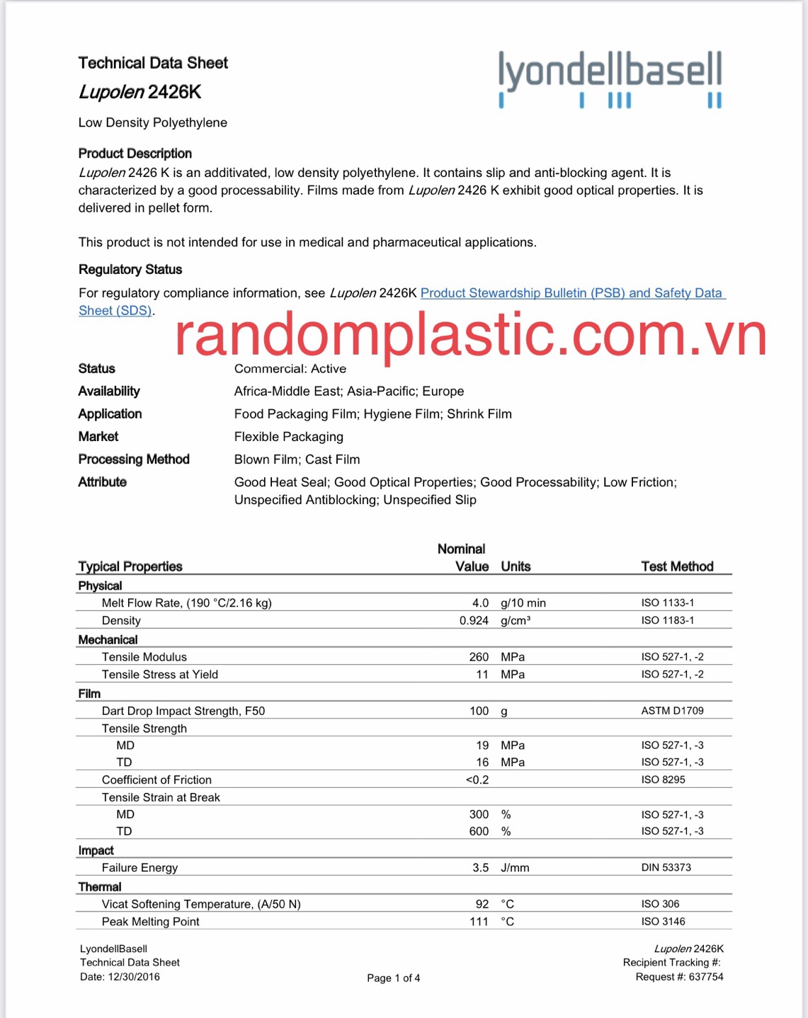 Hạt nhựa nguyên sinh LDPE 2426H