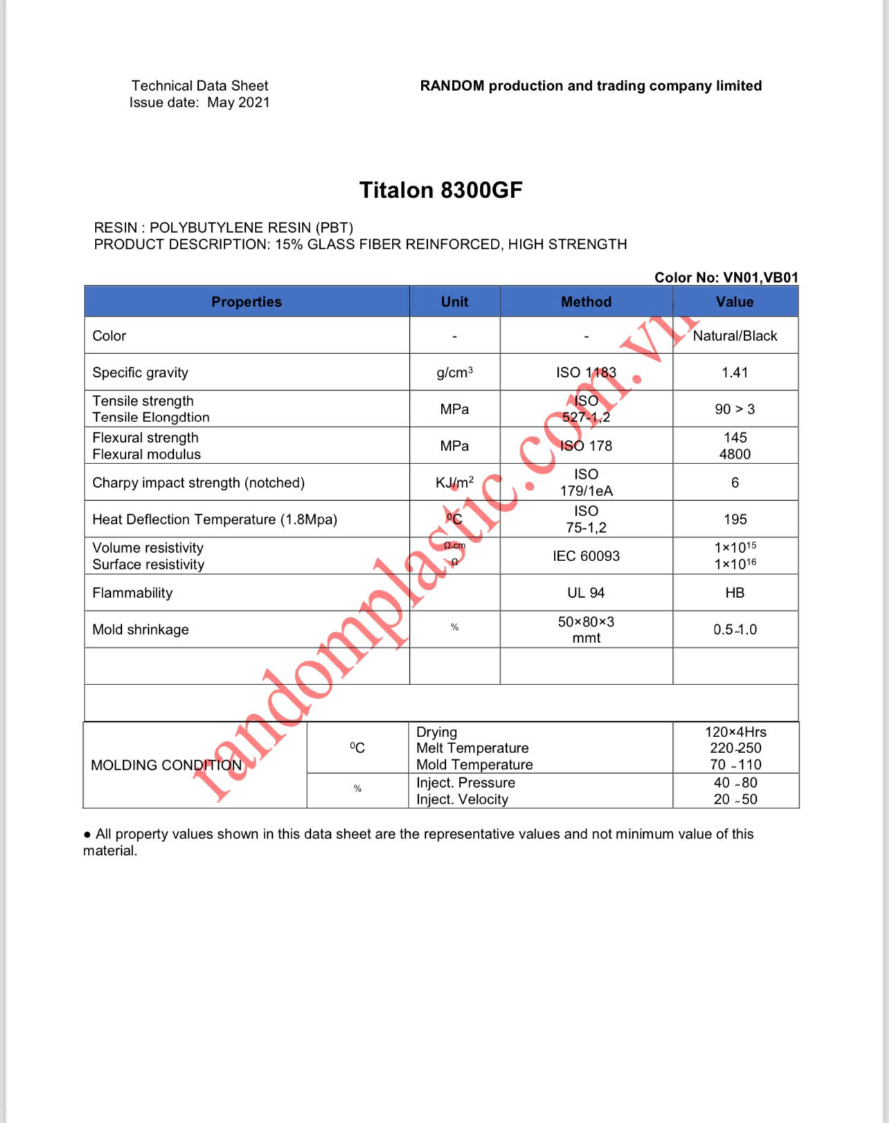 Hạt nhựa nguyên sinh PBT 8300GF 